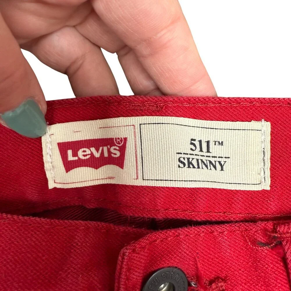 LEVI'S® 511™ Men's Slim Fit‎ Straight Leg Jeans Red Black Patch | W28 x L28